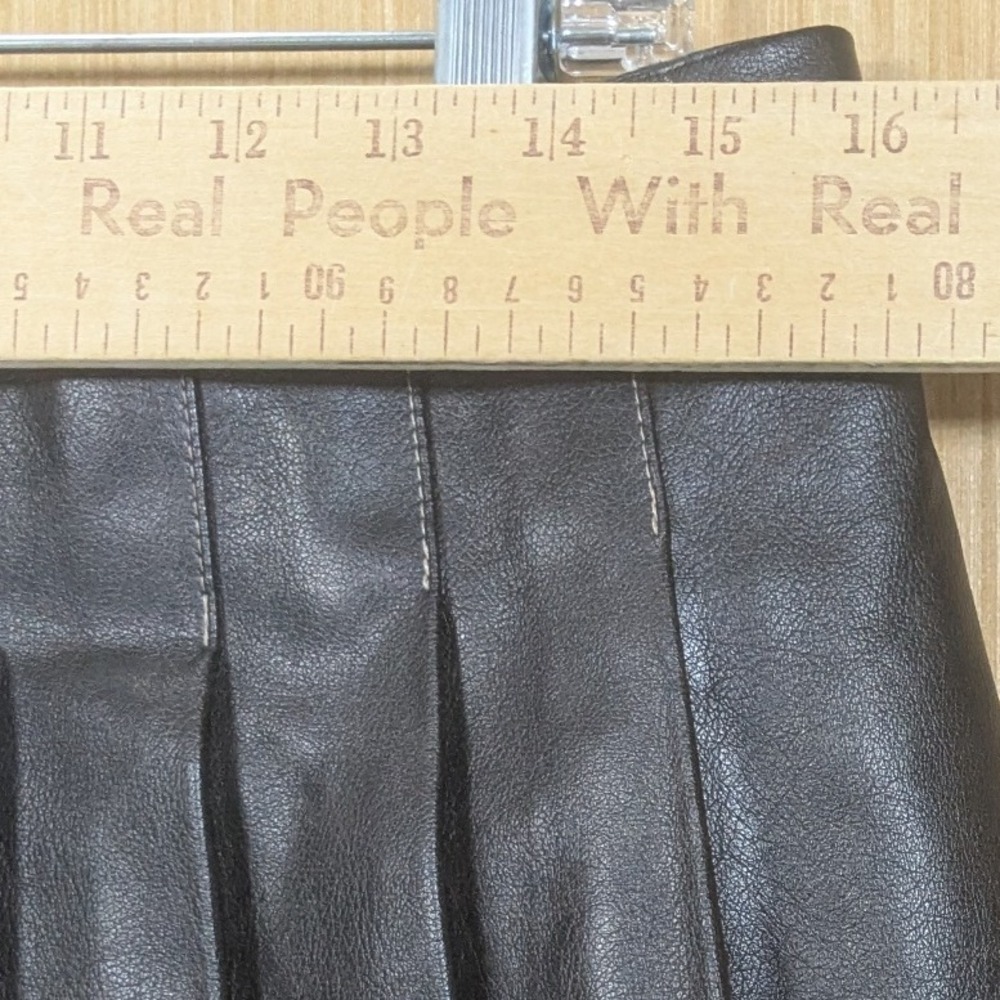 VICI Faux Leather Pleated Mini Skirt Chocolate Brown Mobwife Biker Women's Large - Picture 5 of 7